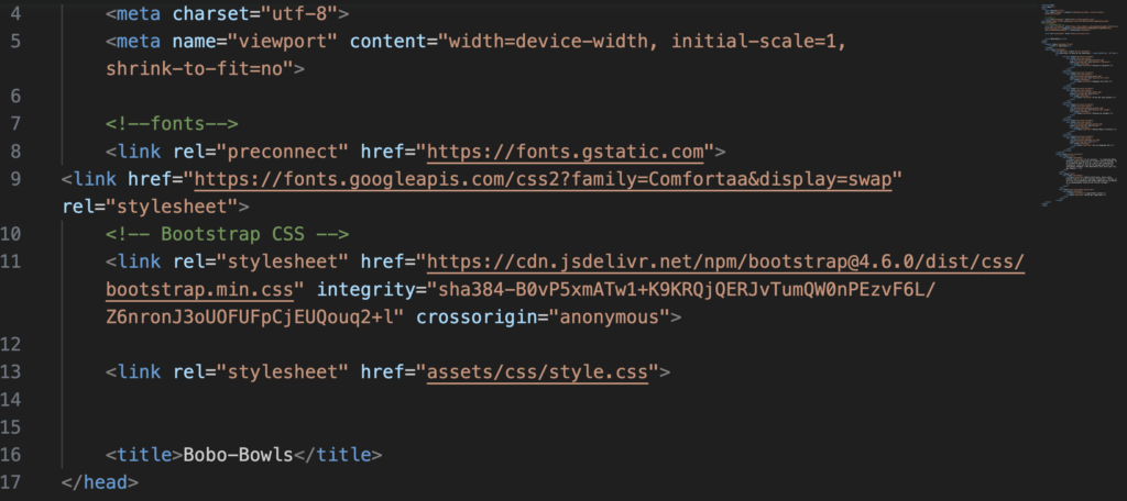 Photo d'écran du code html